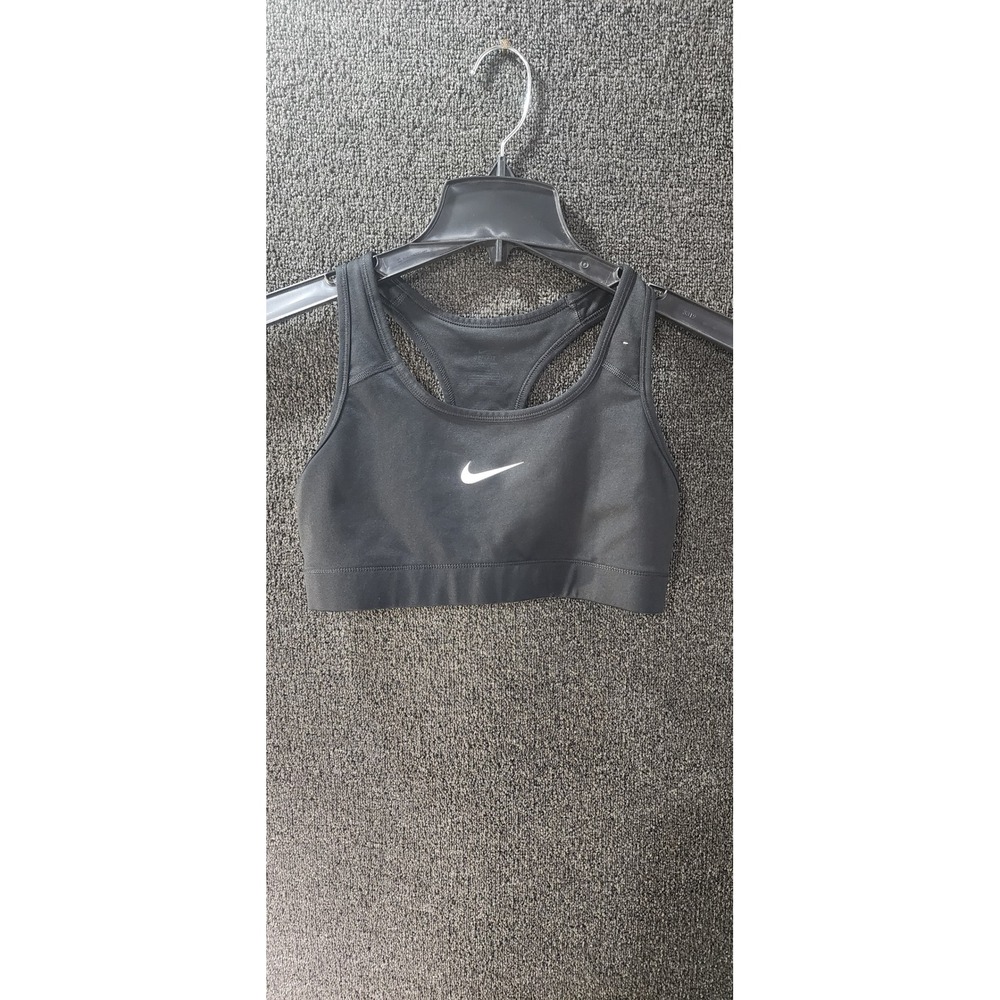 Nike Dri-FIT Sports Bra Black Racerback Compression Swoosh Logo Womens Small